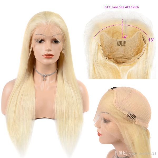 

wigs 613 blonde lace front wig pre-plucked hairline with baby hair straight peruvian human hair remy hair wig for women, Black