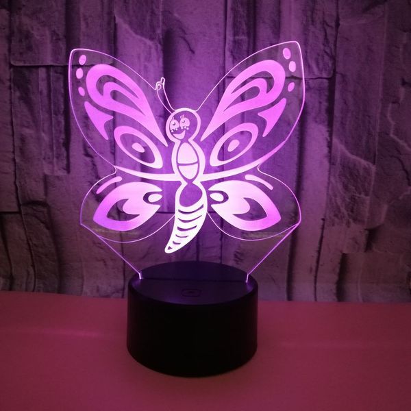 

foreign trade new pattern butterfly 3d lamp 3d colorful remote control touch led lamp originality product gift 3d small desk lamp