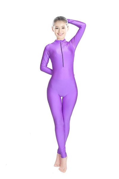 

adult lycra спандекс комбинезон bodysuit всего тела с длинным рукавом женская танцевальная одежда one piece водолазка танец zentai передняя, Black;red