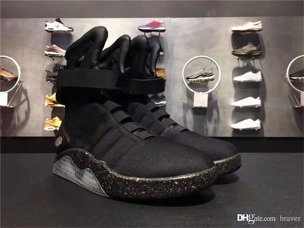 

auto laces air mag back to the future glow in the dark grey black red sneakers sports marty mcfly's led men basketball shoes with