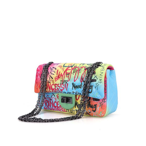 

wheat bags are all female graffiti 2020 new candy-colored small square package fashion lingge chain shoulder bag messenger bag