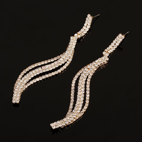 

chain earring personality rhinestone tassels leaf earrings ornaments, Golden