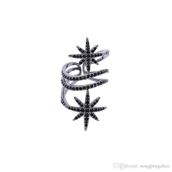 

europe america exaggerated fashion personality eight-pointed star ring rice word star open index finger ring exquisite ring, Silver
