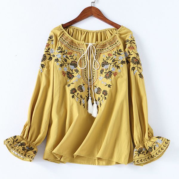 

womens blouses blouse women spring fashion cotton flutter sleeve shirt casual floral embroidery lace up o neck shirt ladies casual boho, White