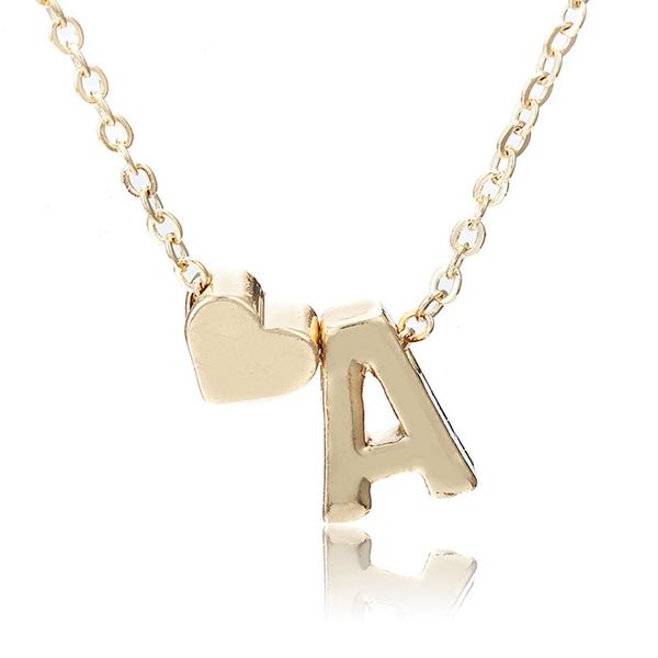 

fashion jewelry simple peach heart-shaped letter necklace temperament wild letters love clavicle chain necklace, Silver