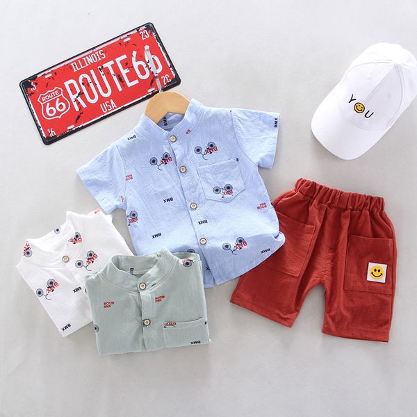 

летние дети хлопок из одежды детские мальчики печати футболки пальто твердые шорты 2 шт. / компл. детские дети мода малышей спортивные костю, White