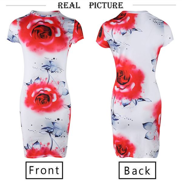 

fashion chinese cheongsam style printed dress elegant o-neck short sleeve slim hips flower party streetwear bodycon mini dresses, White;black
