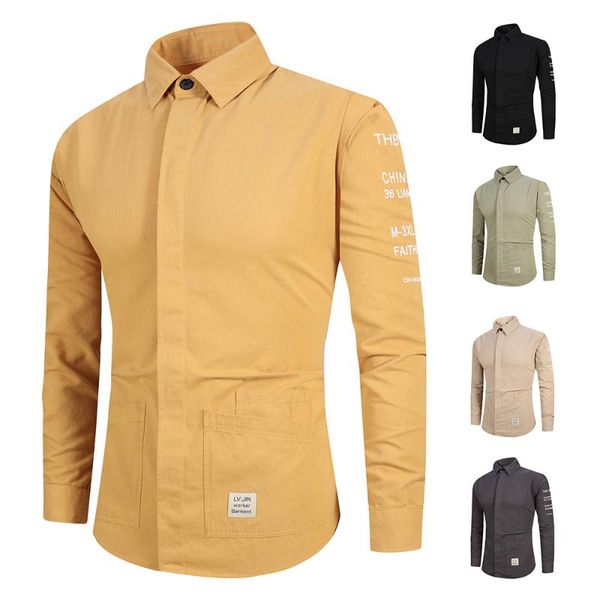 

new japanese retro cotton workwear long sleeve shirt men trendy loose men's shirt pocket, White;black