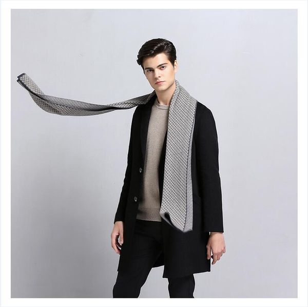 

2018 зимний дизайн шарф мужчин печать шарф вязать шерстяные шарфы, Blue;gray