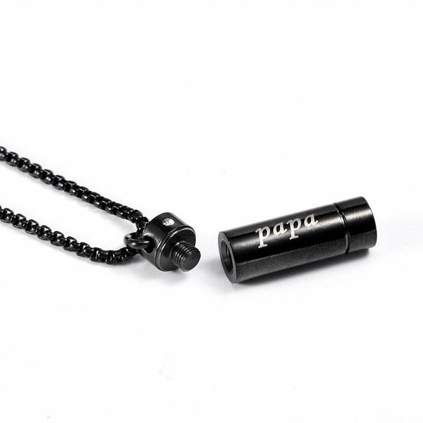 

other openable perfume bottle necklace loved ones pet hair bone urn pendant men and women titanium steel commemorative accessories, Silver