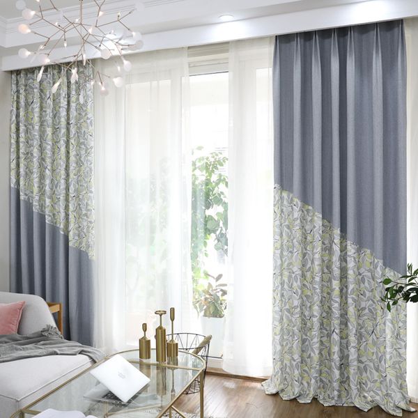 

factory sales cut wholesale chenille printed stitching curtain cloth living room bedroom color weaving high shading curtains