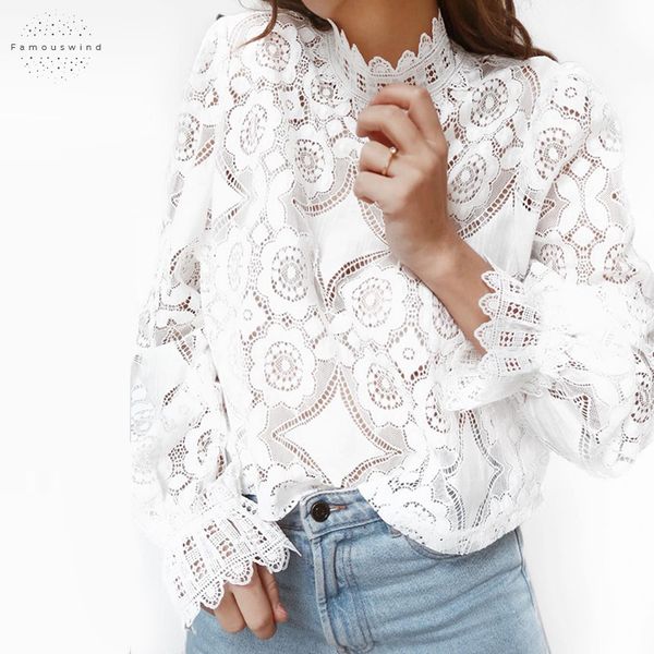 

new blouses fashion 2019 long sleeve laced streetwear o neck white floral spliced blouses ladies casual autumn shirts