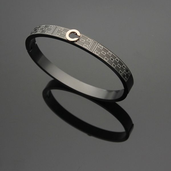 

2020 designer titanium steel bracelet g printed pattern bracelet black titanium steel bracelet 18k gold sale