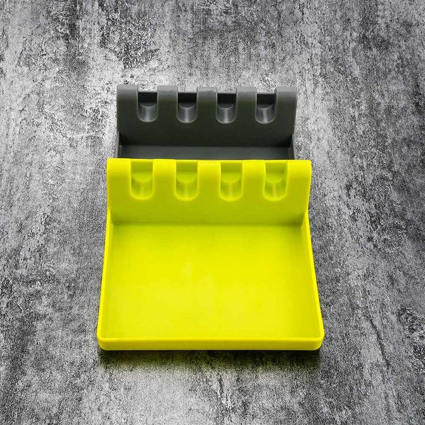 

kitchen utensil rest silicone spoon rest soup spoon holder stand shelf non-slip heat-safe organizer kitchen storage accessories