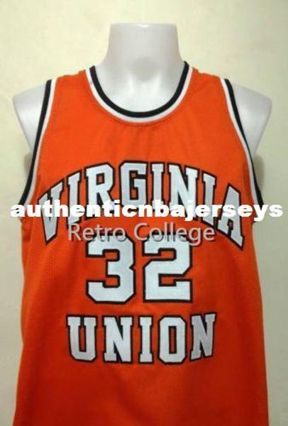 

#32 ben wallace virginia union university basketball jersey all size embroidery stitched customize any name and name xs-6xl vest jerseys, Black;blue