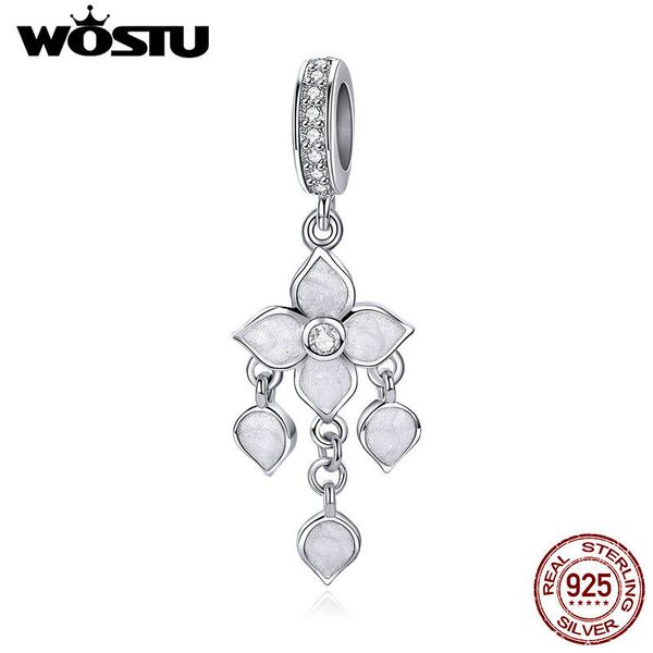 

wostu real 925 sterling silver darling orchid flower dangle charms fit original diy bead bracelet necklace jewelry ctc024 t190627, Bronze;silver