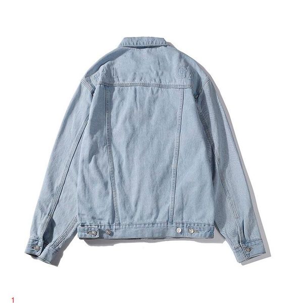 

men and women denim jacket fashion couple jackets solid color denim jacket with letter printed clothing size m-2xl #hj, Black;brown