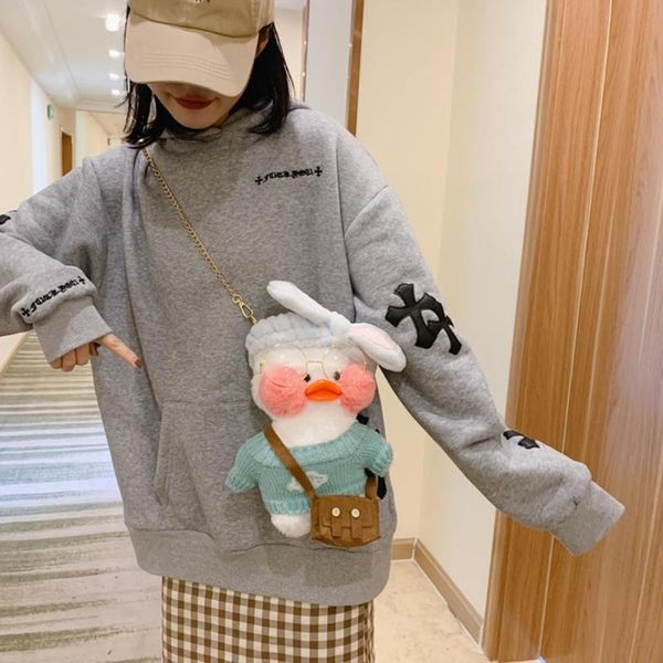 

lovely plush toy messenger crossbody girl cute cartoon yellow duck bags women purse single shoulder simple handbags