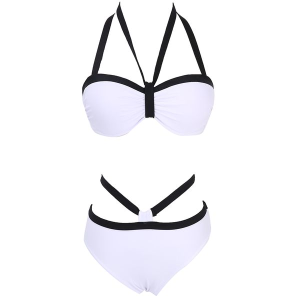 

2 pcs women bikini set bandage push up padded swimwear summer triangle swimsuit patchwork beachwear 0