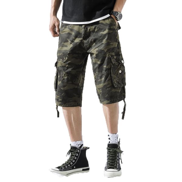 

summer 2019 men cargo shorts mens camo short trousers bottoms mens bermuda masculina casual man khaki pantalones 29-40, White;black
