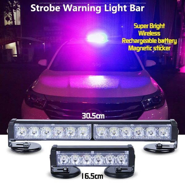 

6/12led car truck led strobe light fireman flashing emergency warning lights 12v-24v wireless rechargeable battery
