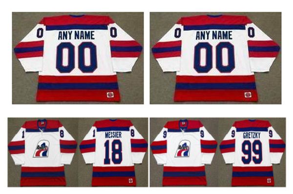 Vintage Indianapolis Racers Jersey 11 Mark Messier 99 Wayne Gretzky Branco Personalizado Qualquer Nome Número CCM Hóquei