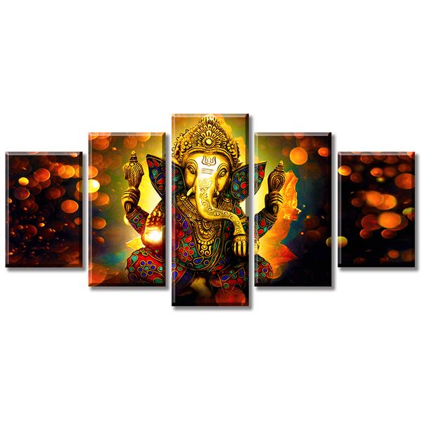 

5 piece hindu god ganesha elephant picture wall art canvas printed for living room decorative painting modern home decor multi sizes no fram