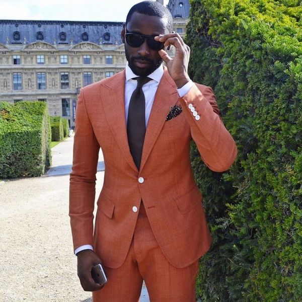 

fashion orange men wedding tuxedos peak lapel groom tuxedos excellent men blazer 2 piece suit prom/dinner jacket(jacket+pants+tie) 87, Black;gray