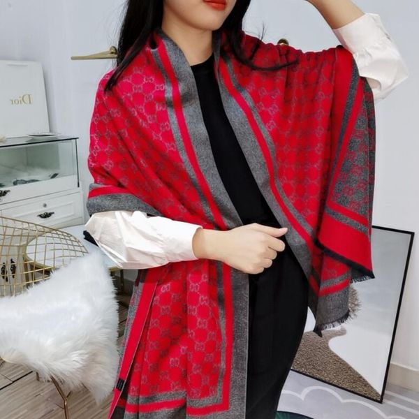 

brand designer winter scarf the thickened one cashmere blended double color scarf and shawl, size 180*70, White