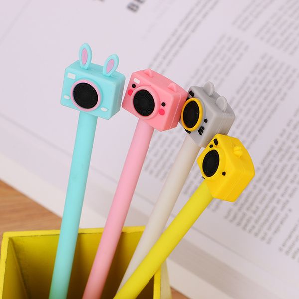 

40 pcs/lot creative camera gel pen cute 0.5 mm black ink signature pen school office writing supplies promotional gift