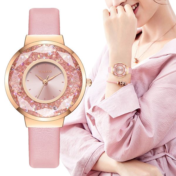 

yolako 2019 women's casual luxury quartz leather band newv strap watch analog wrist watch clock horloges vrouwen dropship #1845, Slivery;brown