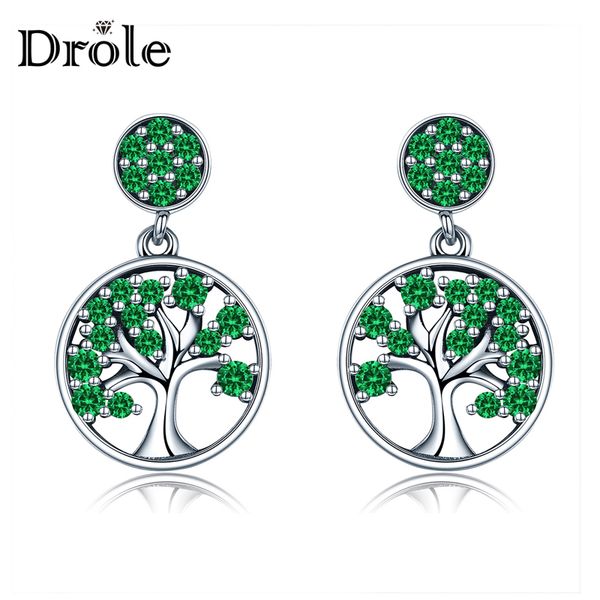 

drole 925 sterling silver eye-catching charm green tree features jewelry cute wind wild light female earrings