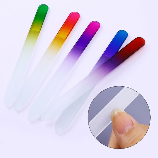 

1pc gradient rainbow glass nail files set double-sided buffers kits filing buffing grinding manicure nail art tools