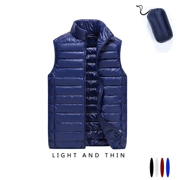 

пуховик мужской жилет теплый жилет белый утиный пух зимний пуховик мужская куртка, Black