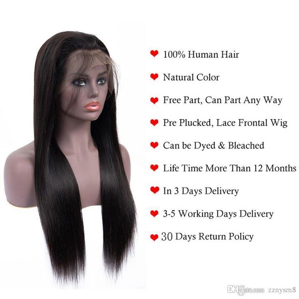 

парик фронта шнурка pre сорванные с ребенком волос шнурка прямой парик человеческих волос для женщин remy парики длинные прямые волосы беспл, Black