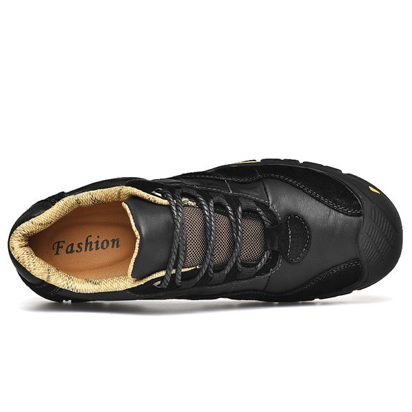 

2019 winter snow men warm casual genuine leather shoes men comfortable flat lace-up shoes male hiking %9877, Black
