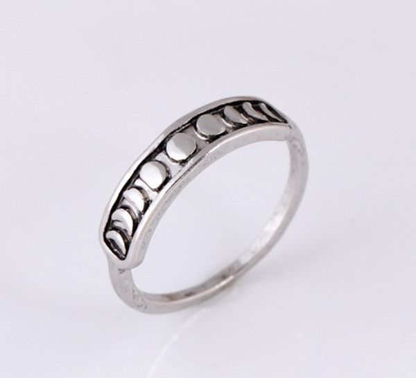 

handmade vintage silver moon phase finger ring moon band jewelry size 7-10