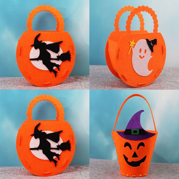

halloween diy pumpkin bags trick-or-treat candy bags party gift boxes non-woven small ghost cat pattern bag kids gift toys mle425