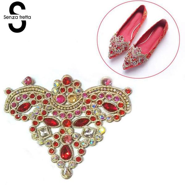 

senza fretta 1pc bridal wedding shoes clips for decoration embroided rhinestones shoe accessories women diy shoes charms crystal, Black