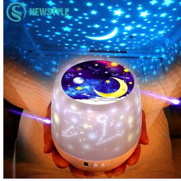 Acheter Coloré Ciel étoilé Projecteur Nuit Lumière Rotation étoilé Lune Nuit Lampe Usb Charge Pour Le Cadeau Danniversaire Romantique Bébé Enfants De