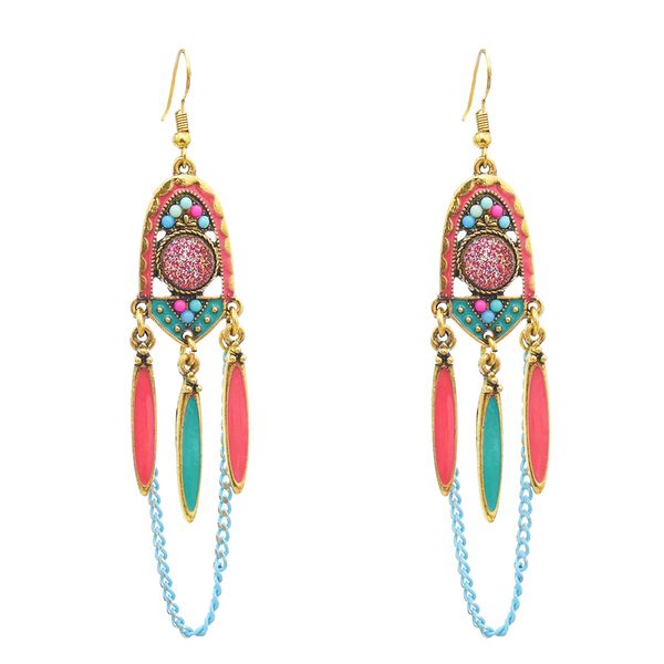 

ретро стиль с бисером long chain link кисточкой мотаться серьги для женщин подвески свадебный подарок, Silver