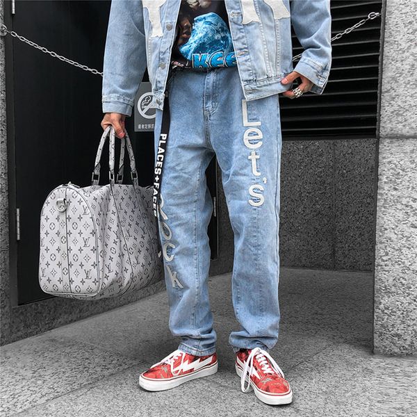 

Hi-Street Mens Distressed Denim Fashion Ripped Jeans Pants Joggers English Lettern Washed Destroyed Jeans Full Length Trousers