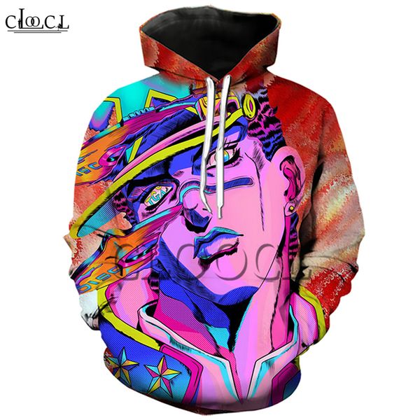 

japan anime jojo's bizarre adventure hoodie casual hommes 3d print long sleeve hooded sweatshirt streetwear plus size pullover, Black