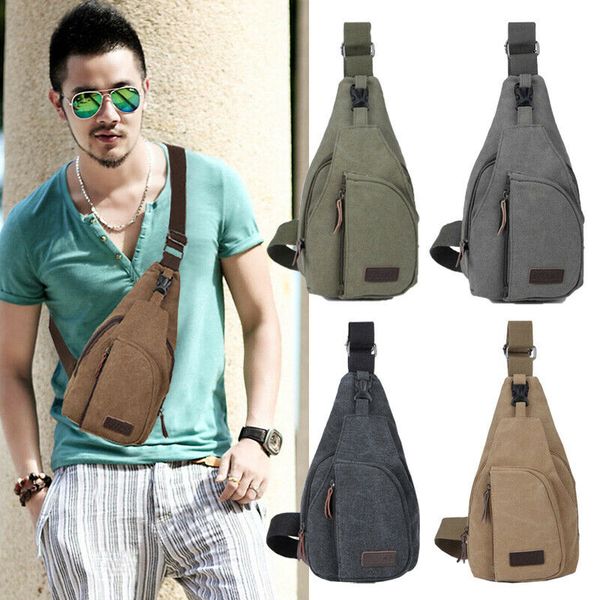 

chest bag men with side bottle pocket canvas sling bag shoulder (usb charge interface) satchel large crossbody charing 2019