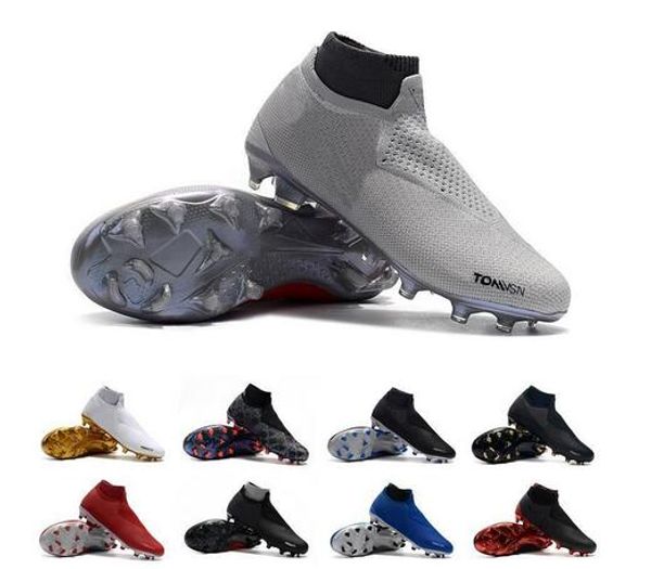 

black lux phantom vsn elite df sg unticlot knit soccer cleats mens game over furry charged high ankle sock soccer shoes