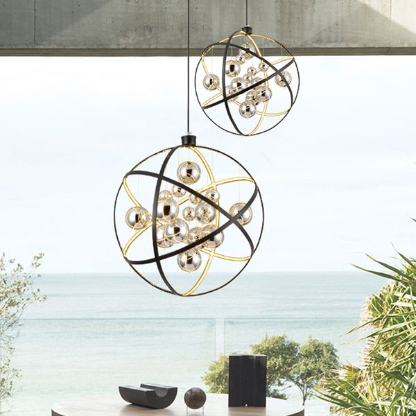 

led light modern pendant lamps chorme glass round ball pendant lights shopping mall kitchen living room dining room home indoor lighting