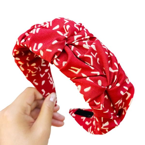 

women bright solid color pleated hair hoop alphabet letters printed wide bandana 63hc, Slivery;white