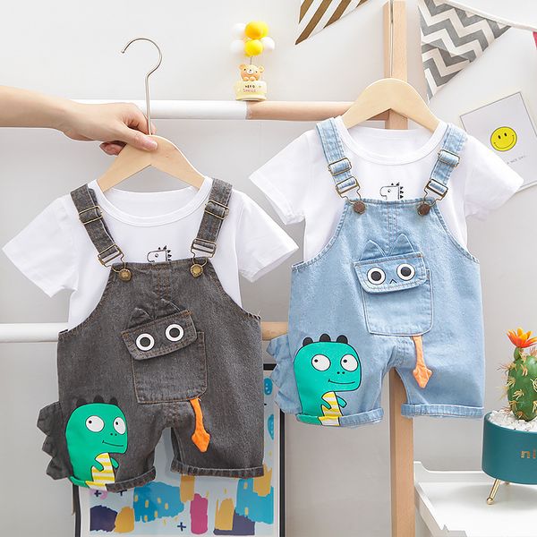 

boys baby clothing sets new summer kids cartoon dinosaur cute outfits boy fashion suits children clothes 2pcs 1 4y, White