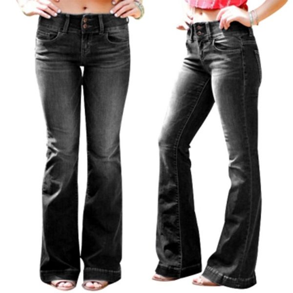 

casual trousers slim flared women jeans ladies all season stretch plus tight denim pockets large size xs s  l xl xxl 3xl 4xl, Blue