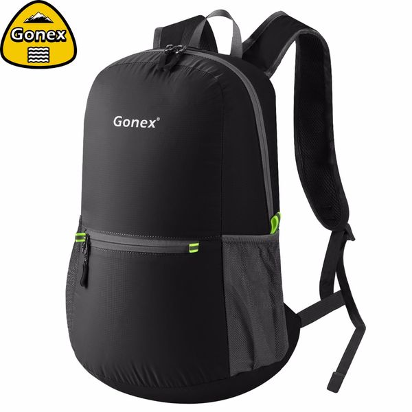 

gonex 20l ultralight backpack foldable daypack nylon black bag for school travel hiking outdoor sport 2019 family activity